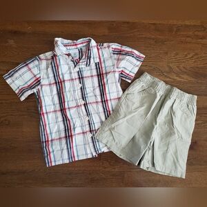 WONDERKIDS Boys 4T plaid shirt and shorts set